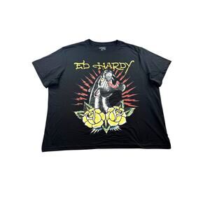 Ed Hardy Black Panther T Shirt Mens 2X Short Sleeve Grunge Y2K Edgy Streetwear